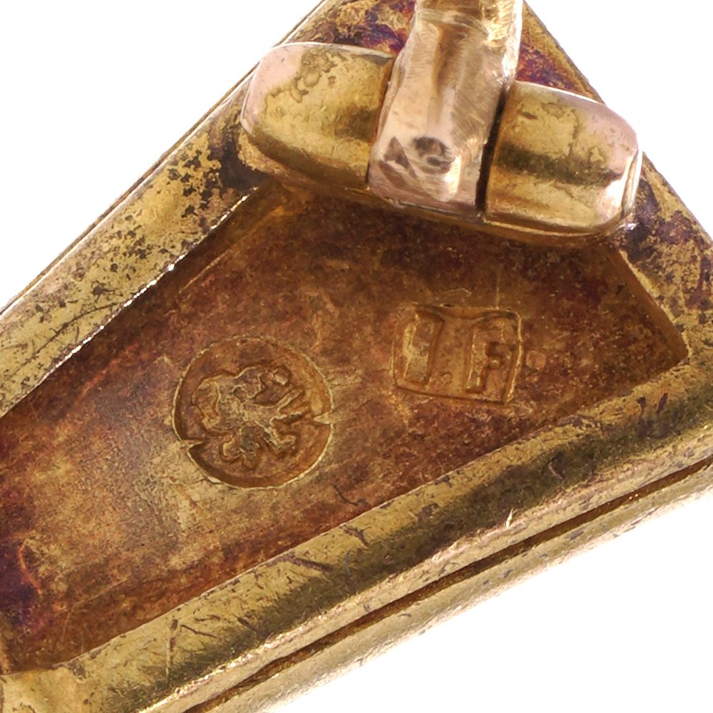 Russian gold brooch with ruby and diamonds.