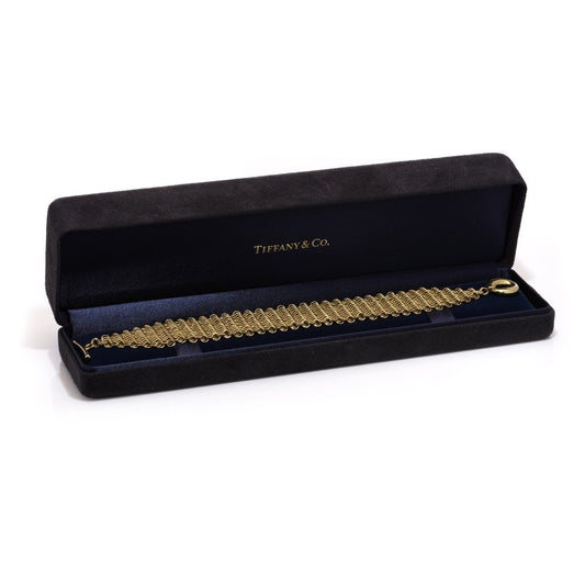 Tiffany & Co. gold multi-strand mesh bracelet.