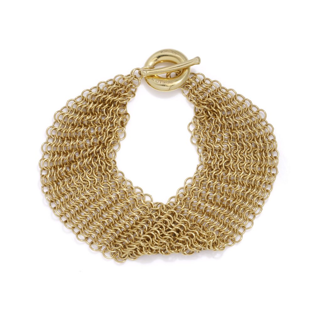 Tiffany & Co. gold multi-strand mesh bracelet.