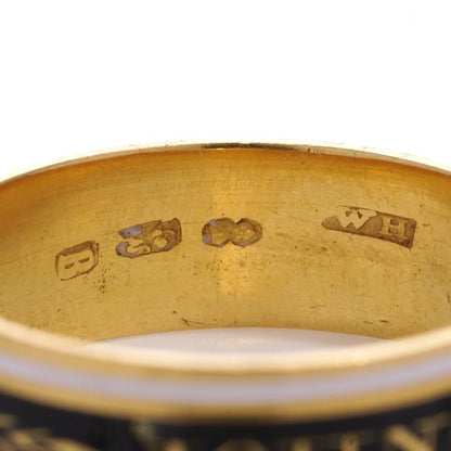 Mourning Ring With Enamel Band In 22 Carat Yellow Gold