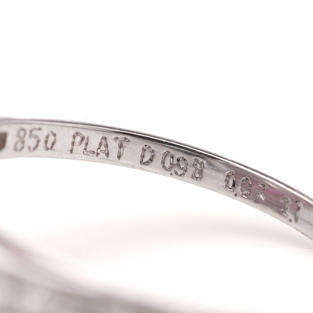 Diamond and ruby target cluster ring set in platinum made by JoAq. 