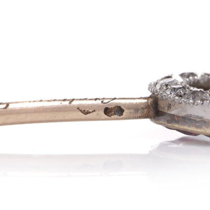 Cartier Art Deco gold and platinum ruby and diamond pin brooch.