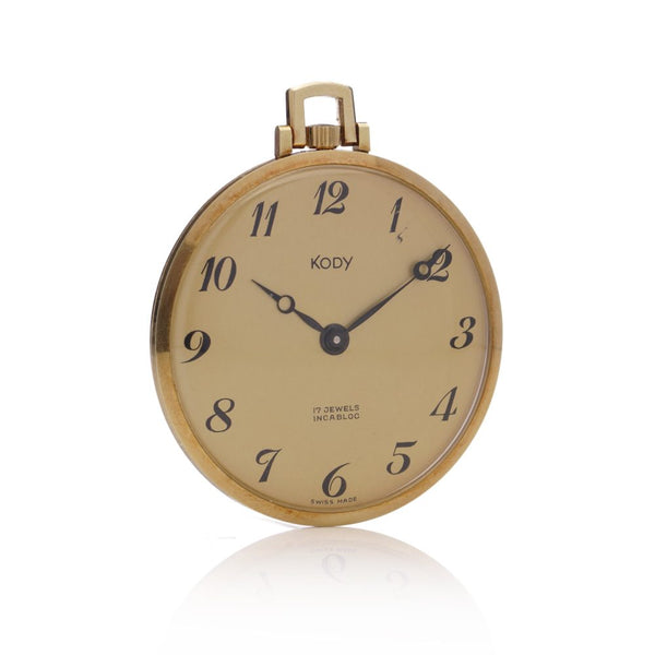 Vintage Kody 18ct Yellow Gold Ultra Thin Open Face Pocket Watch, Made in Switzerland, Circa 1965-1970s