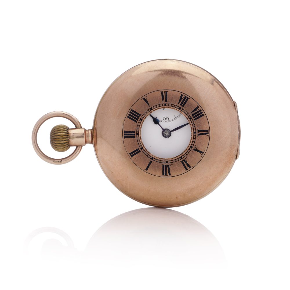 Antique 9ct Rose Gold Half Hunter Pocket Watch