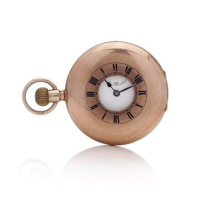 Antique 9ct Rose Gold Half Hunter Pocket Watch