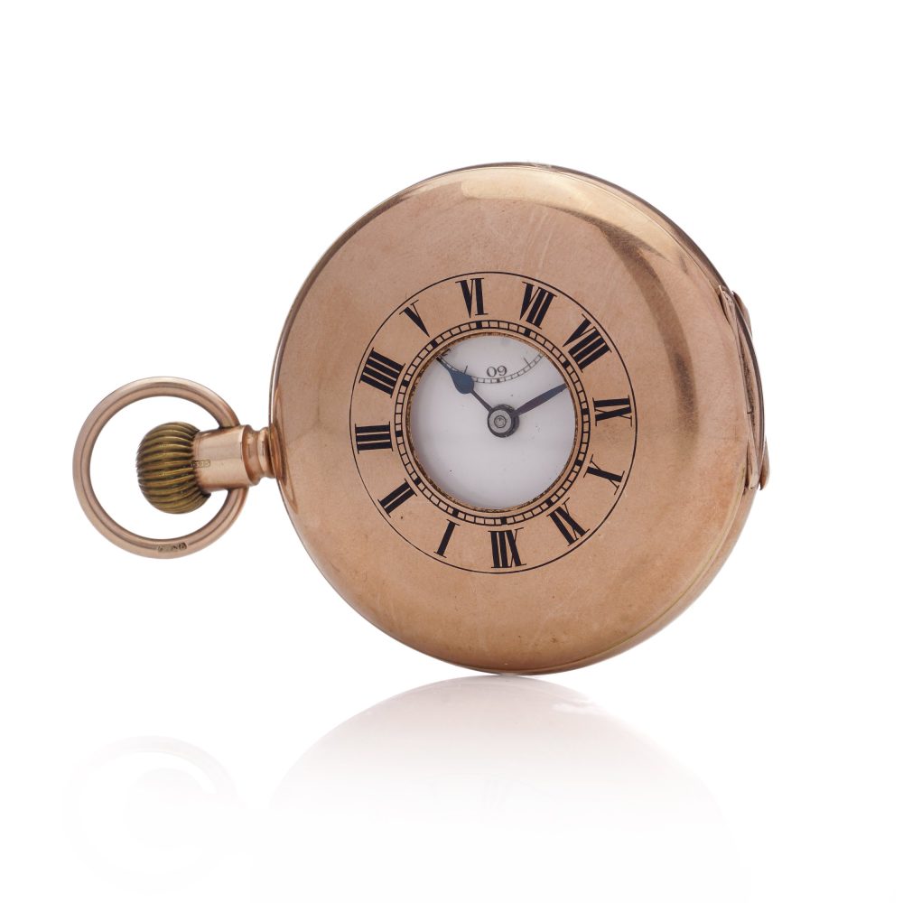 Antique 9ct Rose Gold Half Hunter Pocket Watch