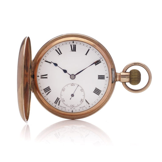 Antique 9ct Rose Gold Half Hunter Pocket Watch