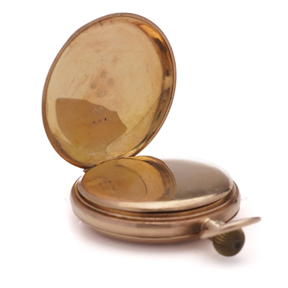 Antique 9ct Rose Gold Half Hunter Pocket Watch