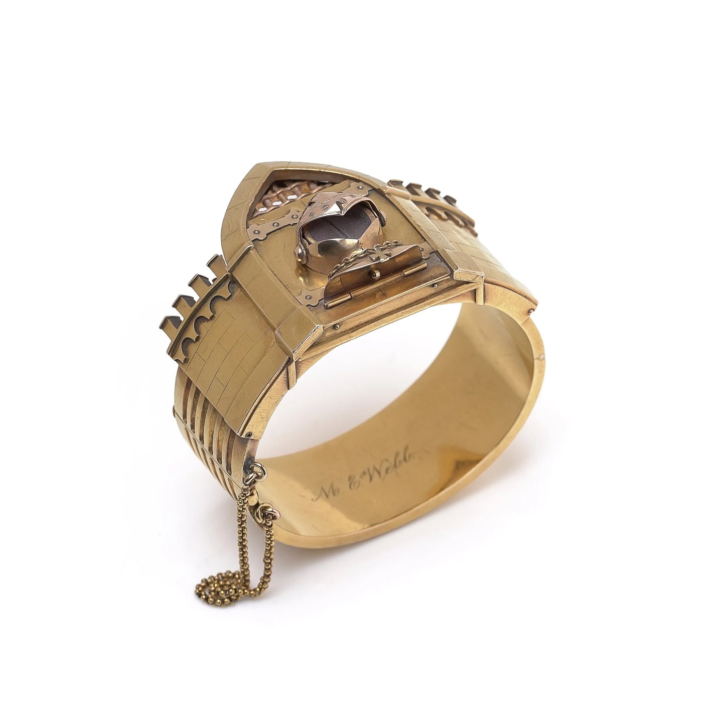 Antique 21KT Gold Novelty Castle Watch Bangle