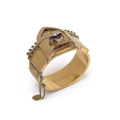 Antique 21KT Gold Novelty Castle Watch Bangle