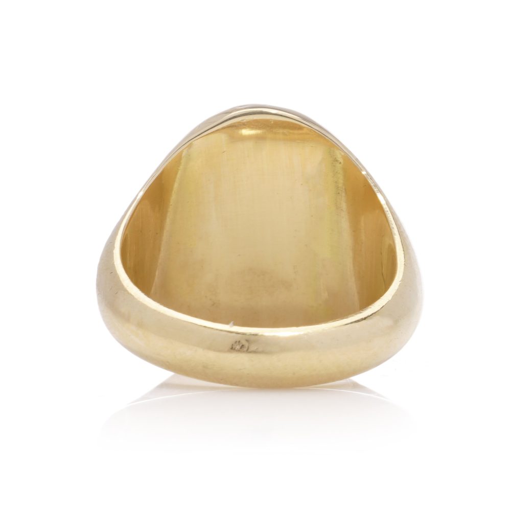 Vintage 18ct Gold Signet Ring with Red Enamel Lion