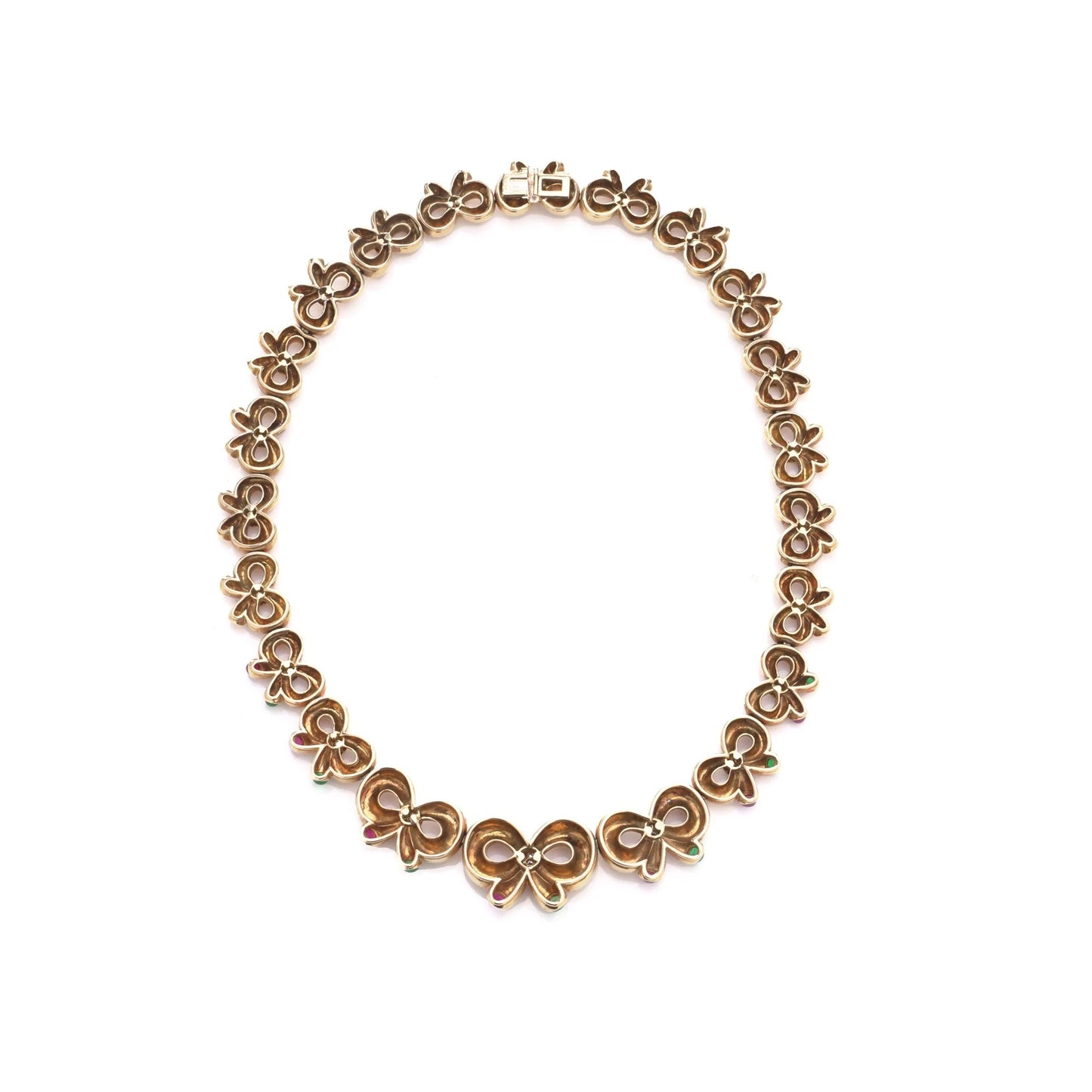 Vintage Boucheron Diamond Emerald and Ruby Set Gold Necklace