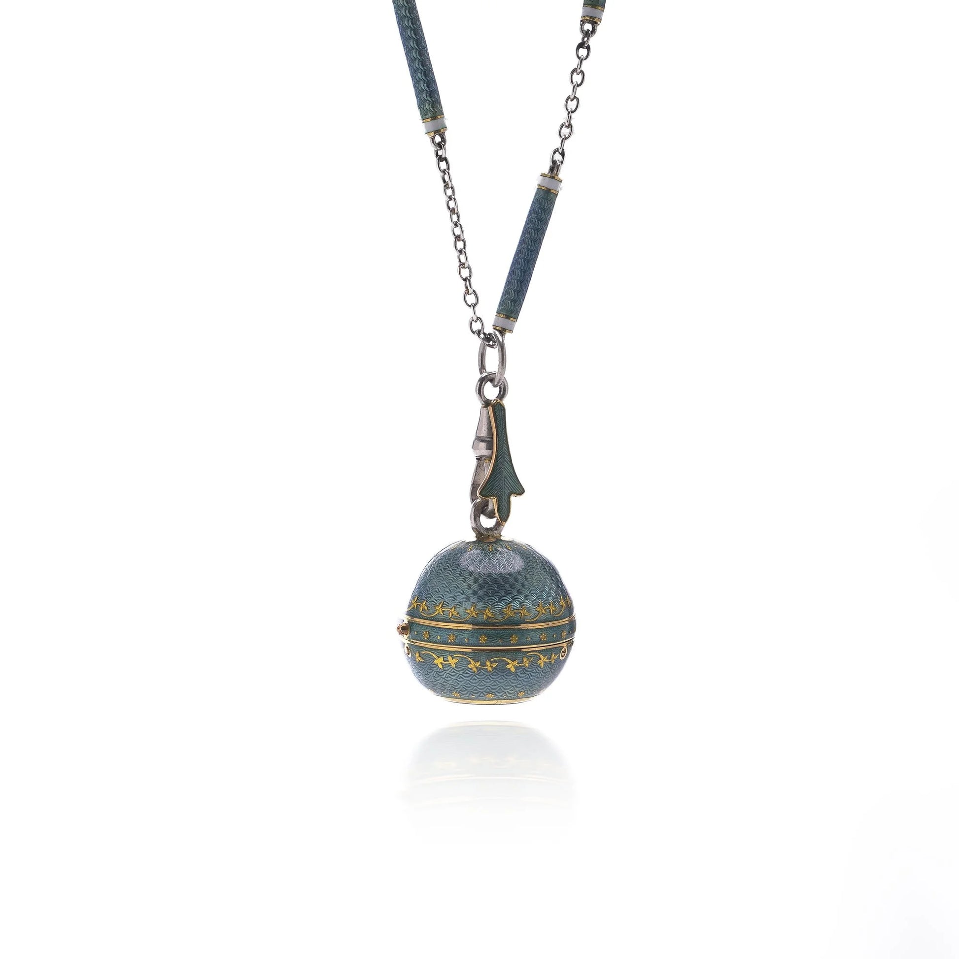 Art Deco Platinum And Enamel Pendant Watch Necklace