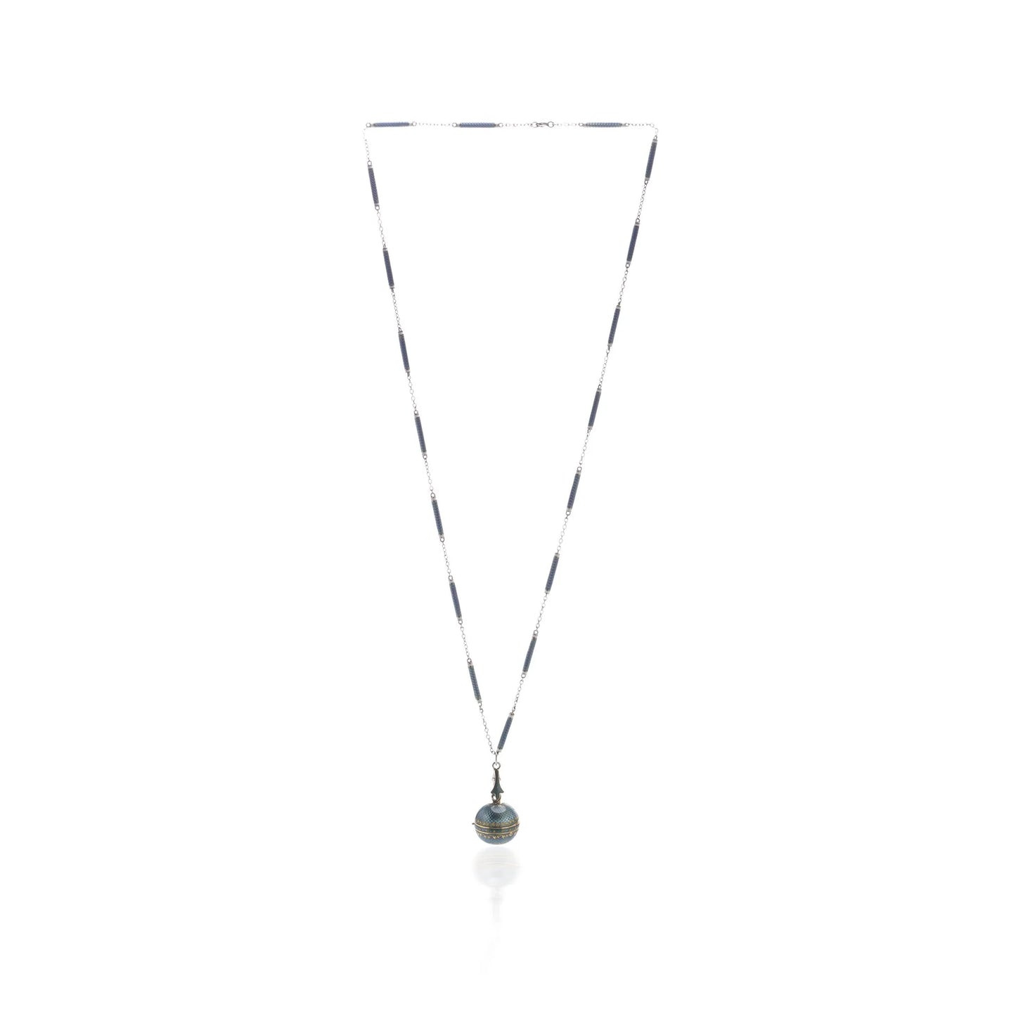 Art Deco Platinum And Enamel Pendant Watch Necklace