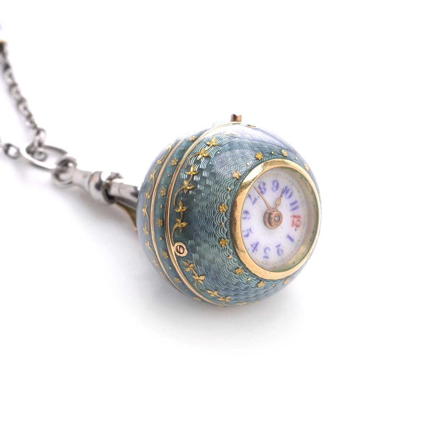 Art Deco Platinum And Enamel Pendant Watch Necklace