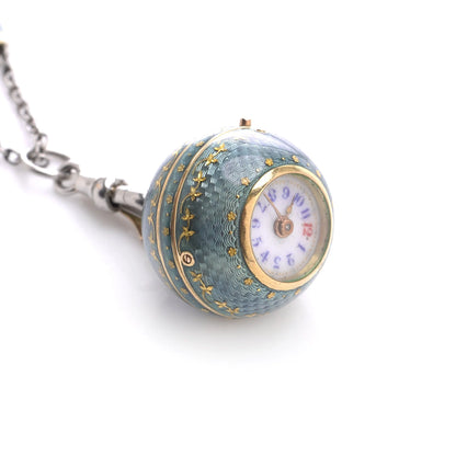 Art Deco Platinum And Enamel Pendant Watch Necklace