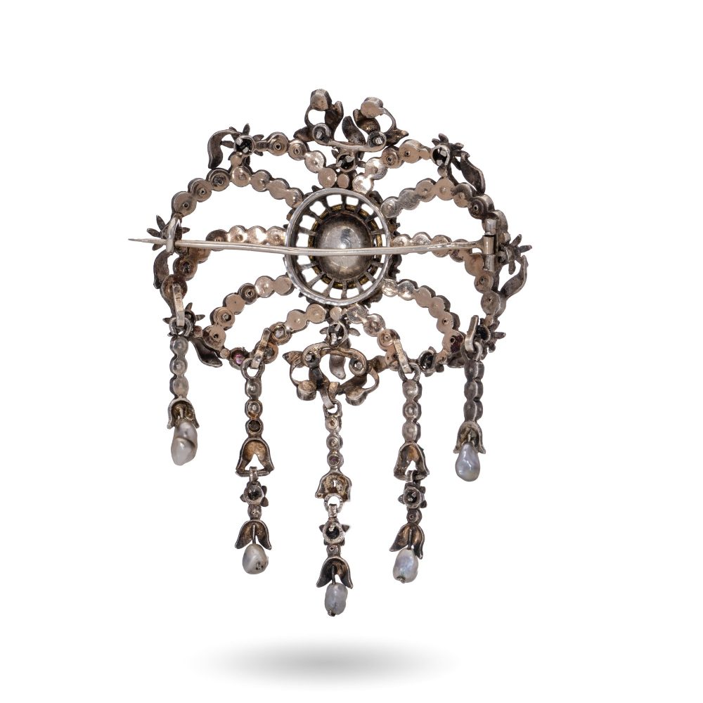 Antique Victorian Pink Topaz Enamel Brooch