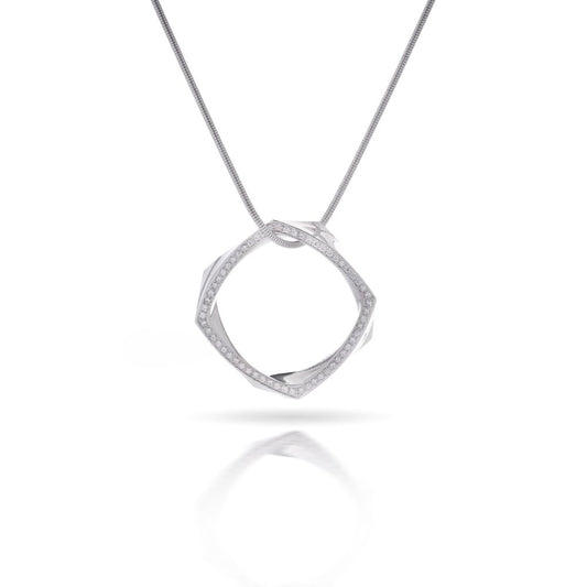 Tiffany & Co. gold necklace with diamond square pendant.