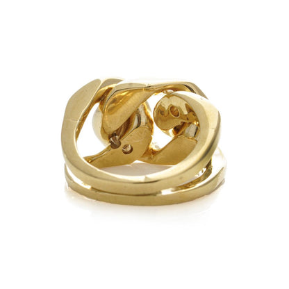 Curb link band ring 18 ct gold set with diamonds.