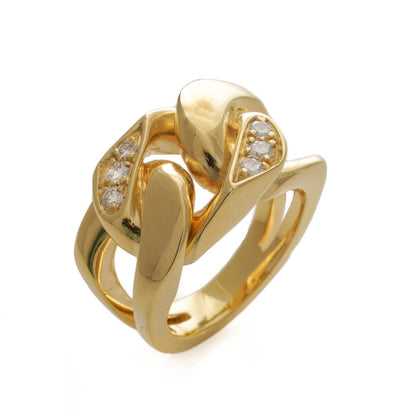 Curb link band ring 18 ct gold set with diamonds.