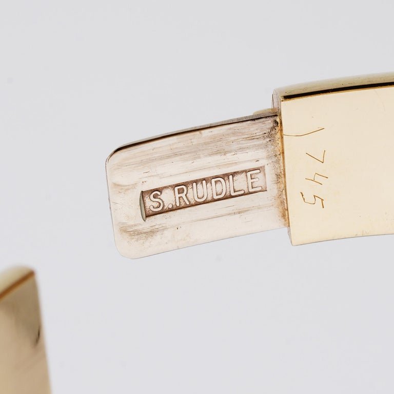 Simon Rudle 14 Carat Yellow Gold Ruby And Diamond Bangle