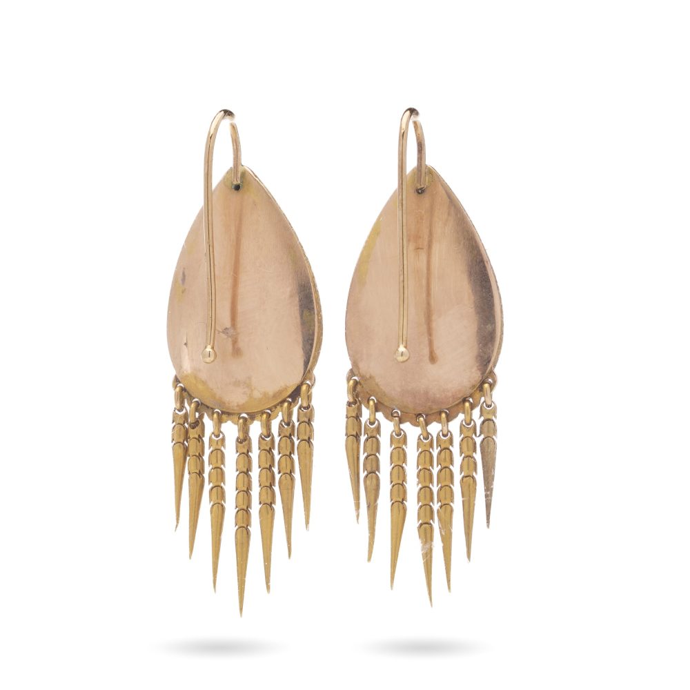 Early Victorian Antique Etruscan Revival Garnet and 20ct Gold Necklace and Earrings Jewellery Suite