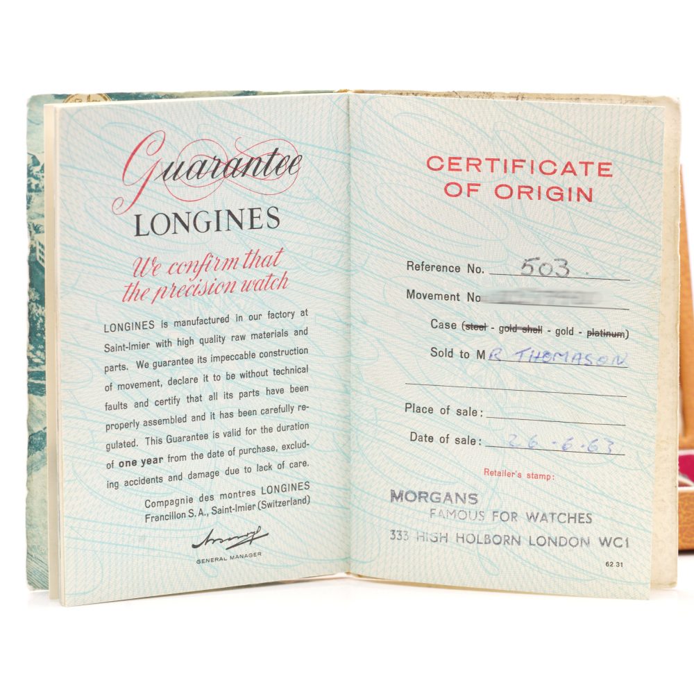 Longines Vintage 9ct Yellow Gold Manual Winding Watch. Made in England, Birmingham, Circa 1963. Comes in the original box and with certificate of origin