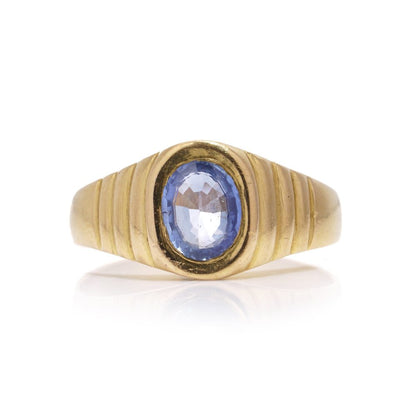 Unisex 0.75ct Oval Sapphire and 22ct Yellow Gold Ring