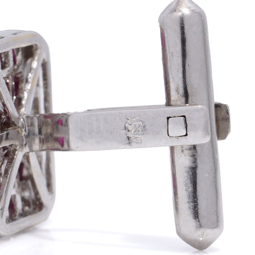 Ruby and diamond cufflinks in white gold,