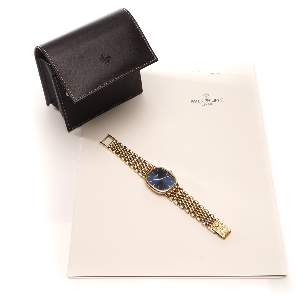 Patek Philippe Ellipse gold watch.