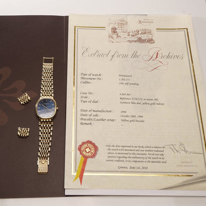 Patek Philippe Ellipse gold watch.