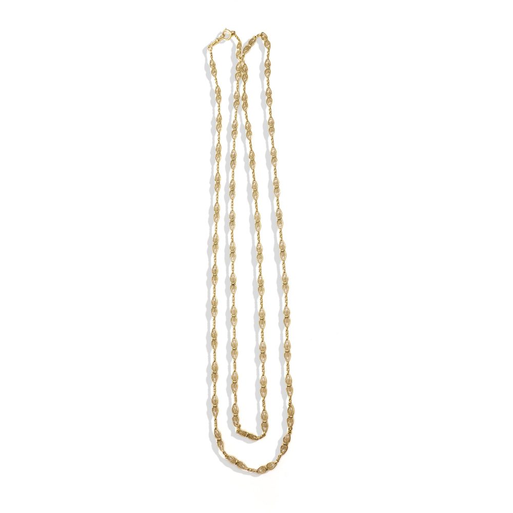 Antique French gold link chain necklace.