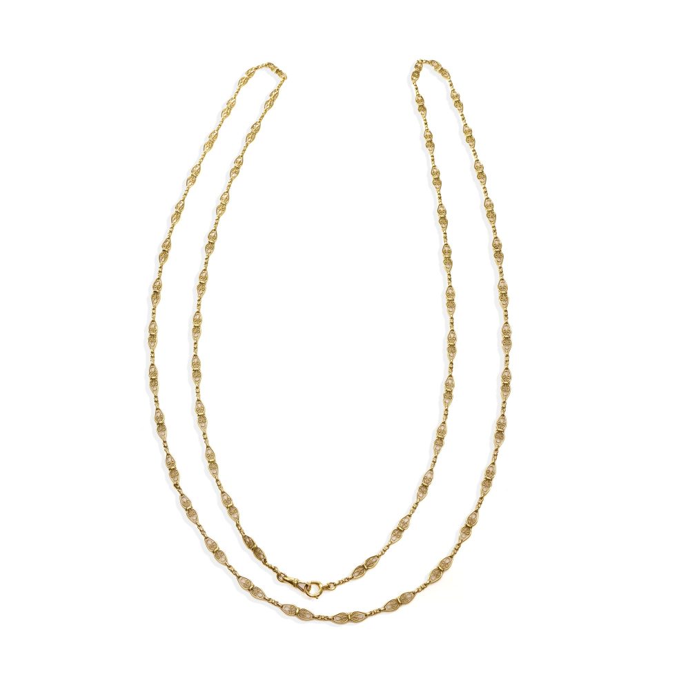Antique French gold link chain necklace.