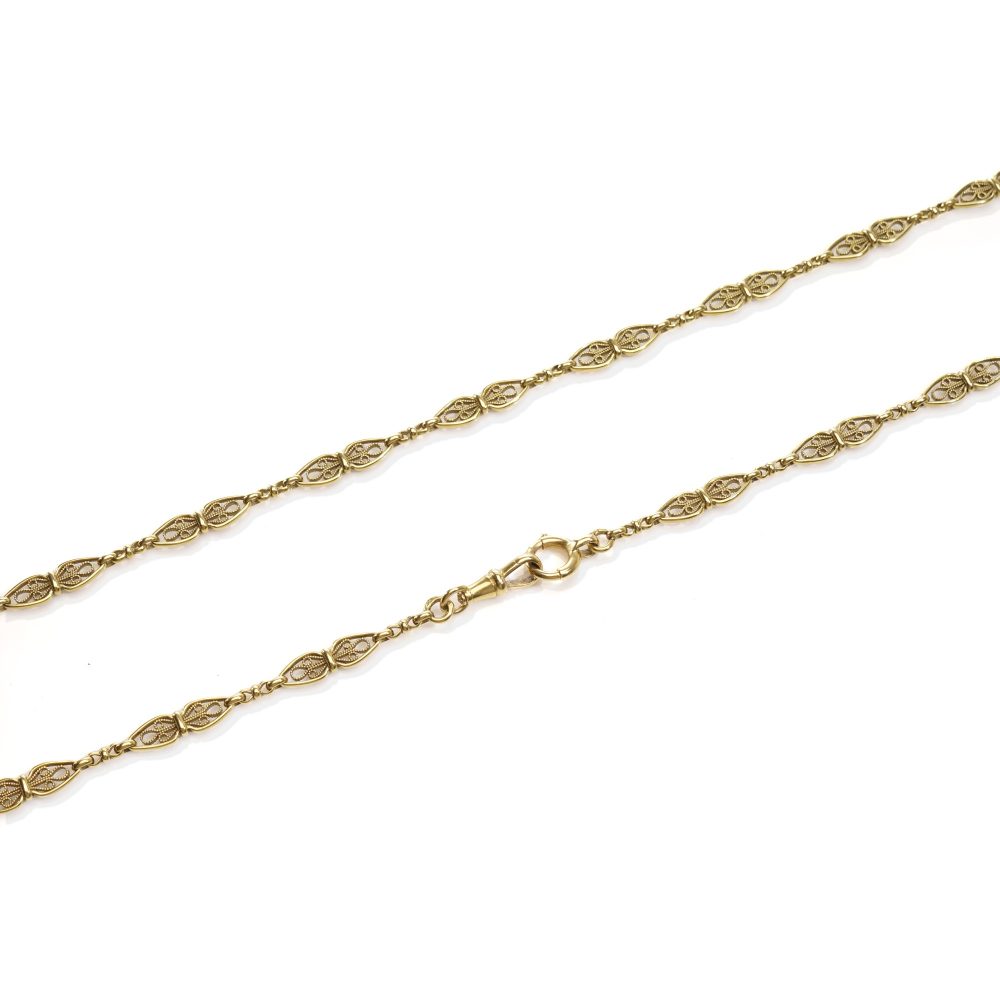 Antique French gold link chain necklace.