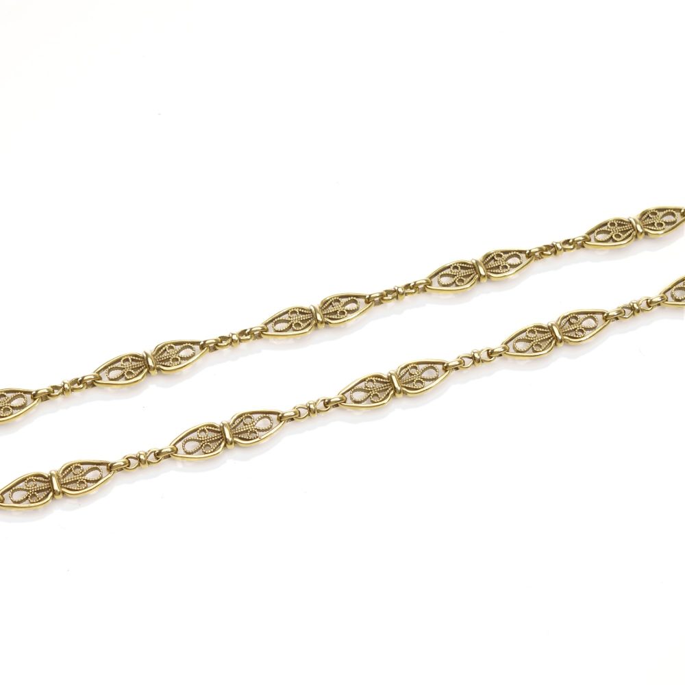 Antique French gold link chain necklace.