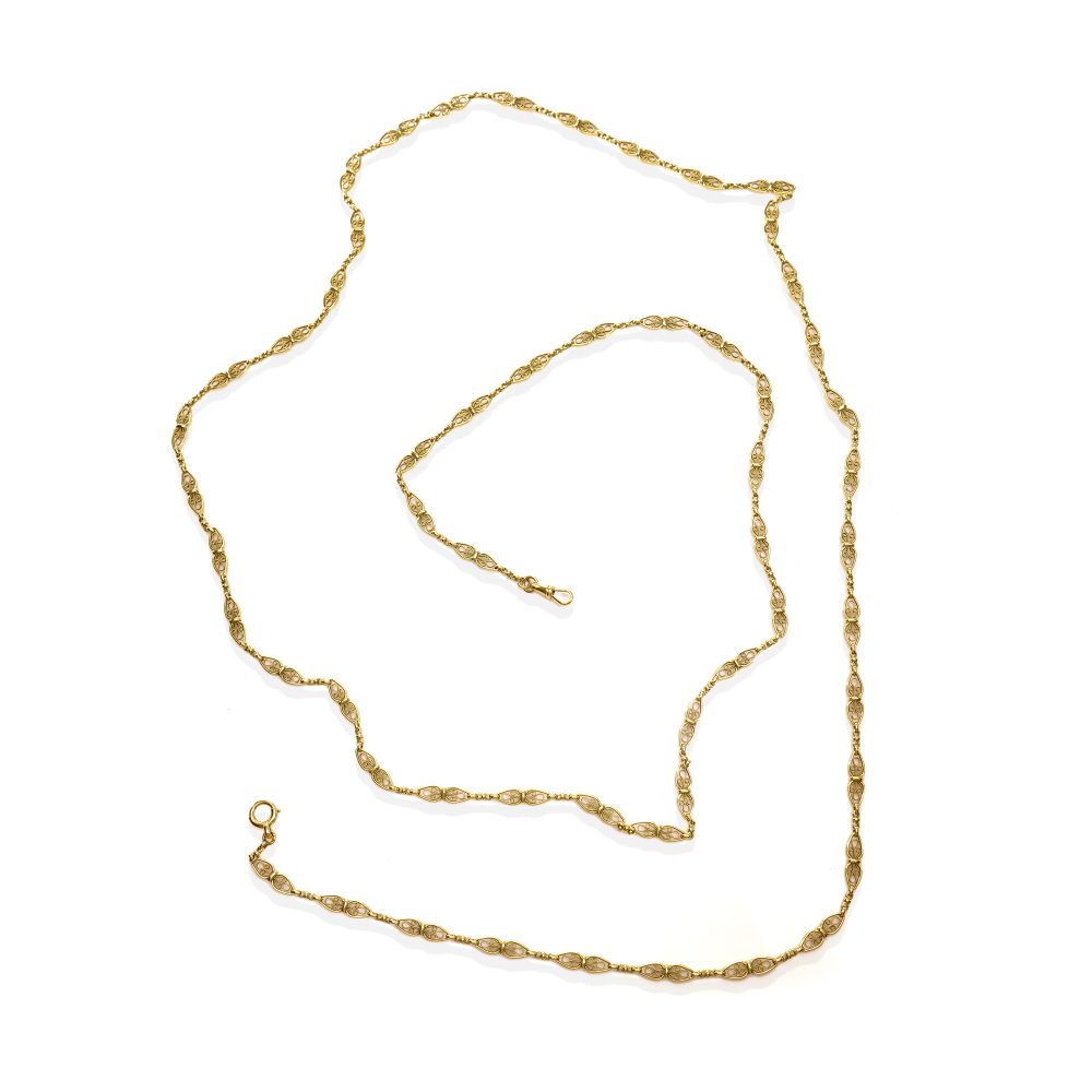 Antique French gold link chain necklace.