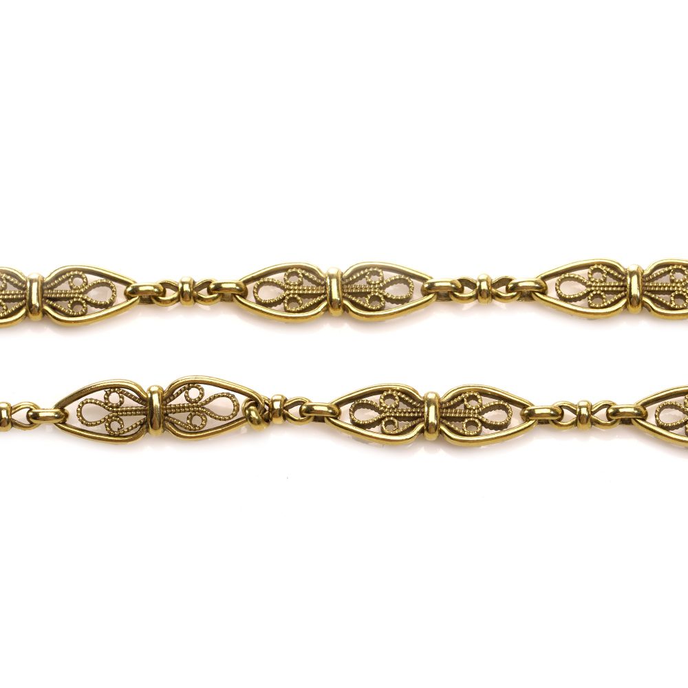Antique French gold link chain necklace.