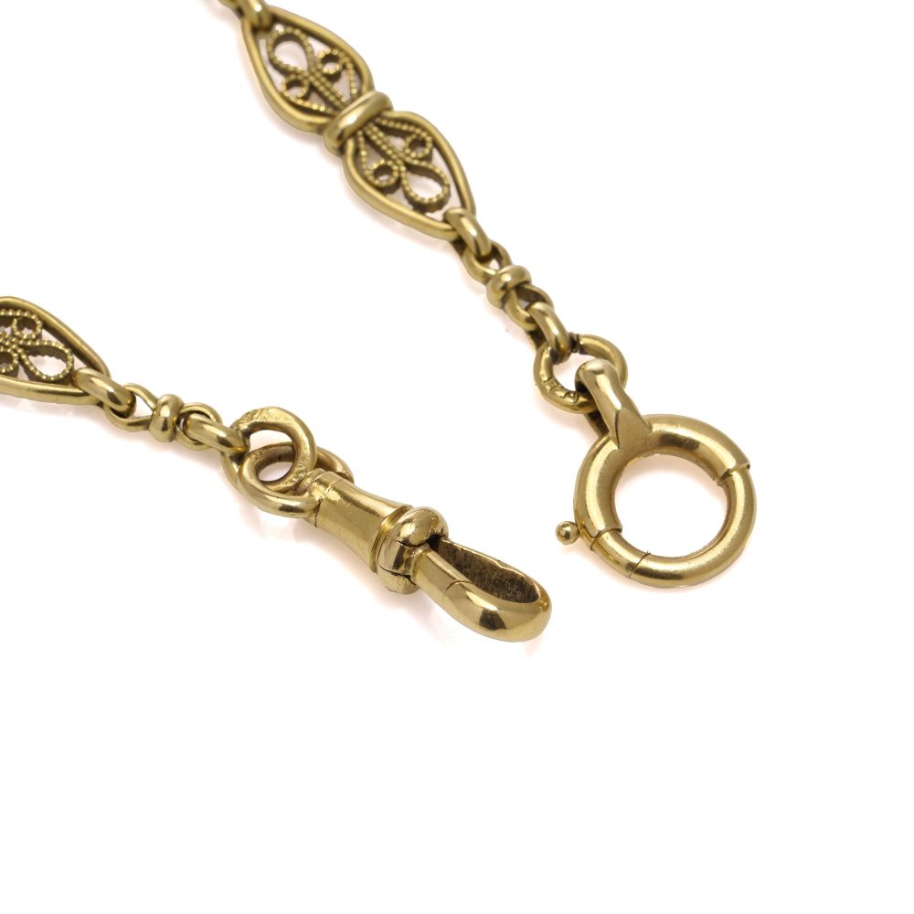 Antique French gold link chain necklace.