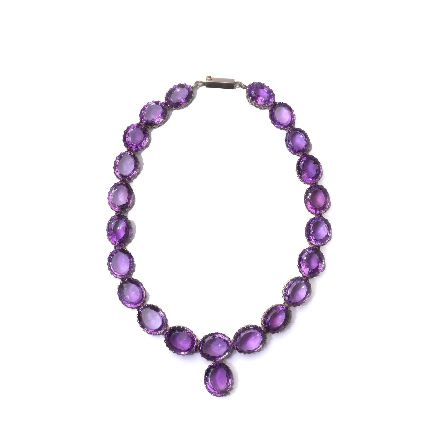 Art Deco Amethyst Riviere Necklace And Earring Suite, 1930's - 1940's