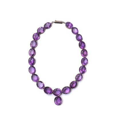 Art Deco Amethyst Riviere Necklace And Earring Suite, 1930's - 1940's