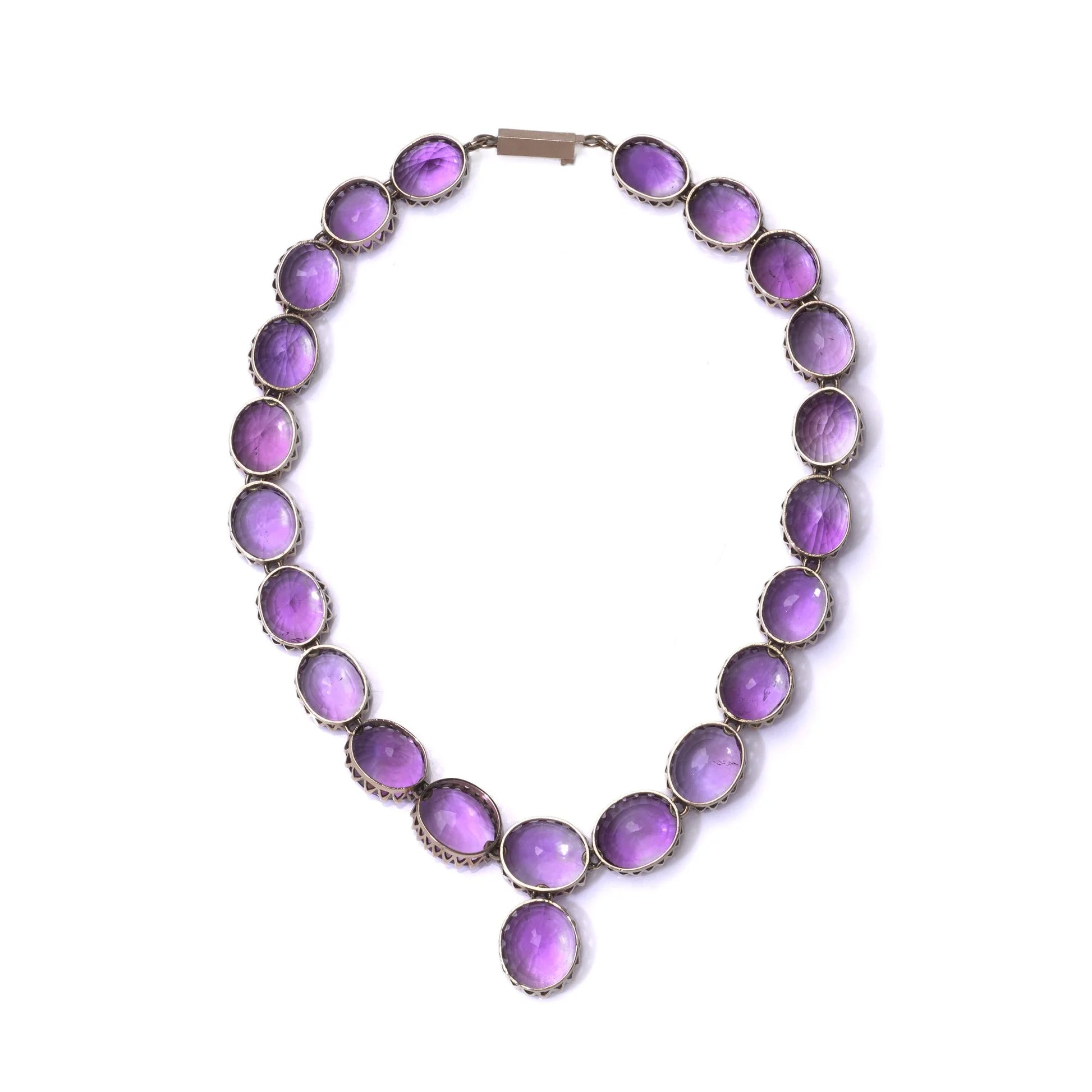 Art Deco Amethyst Riviere Necklace And Earring Suite, 1930's - 1940's