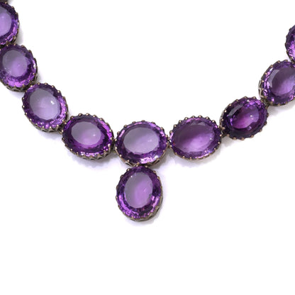 Art Deco Amethyst Riviere Necklace And Earring Suite, 1930's - 1940's
