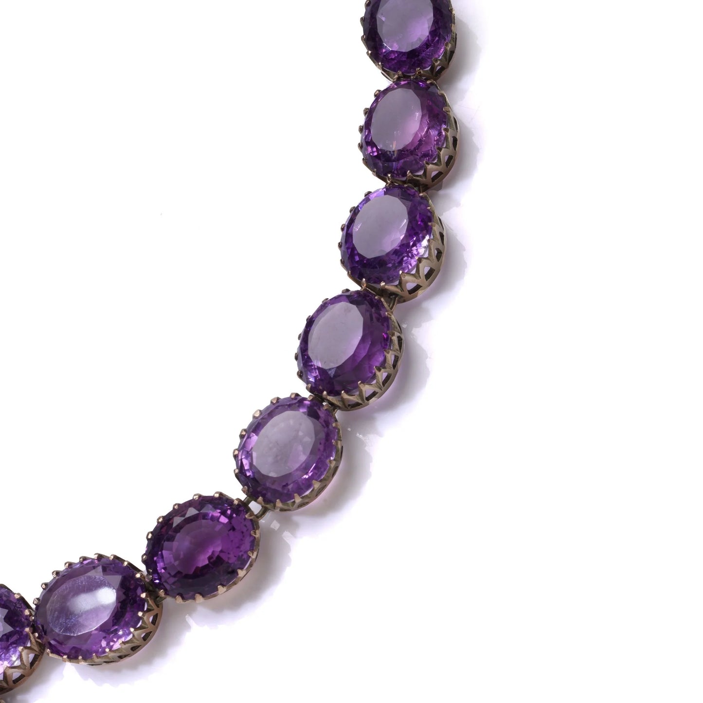 Art Deco Amethyst Riviere Necklace And Earring Suite, 1930's - 1940's