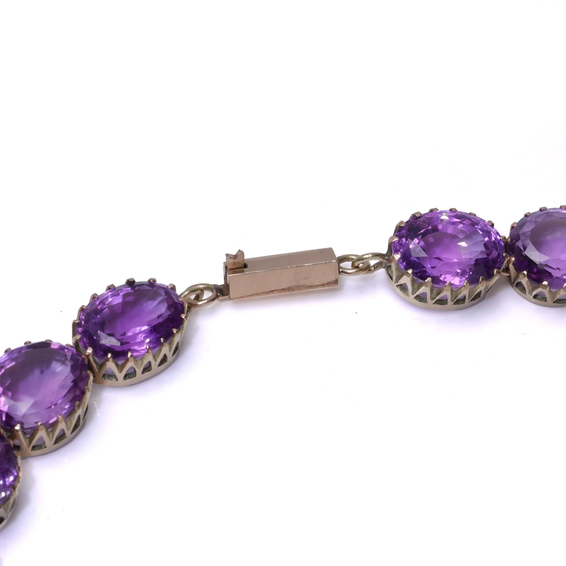 Art Deco Amethyst Riviere Necklace And Earring Suite, 1930's - 1940's