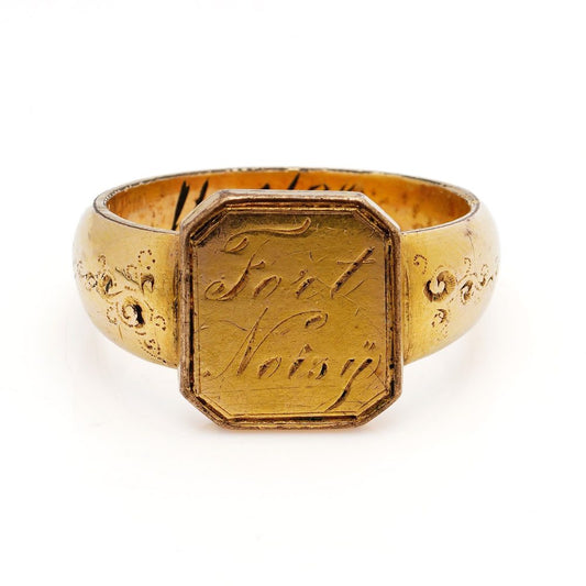 Antique 19th century Franco Prussian War Brass Engraved Signet Ring, with the inscription ' Fort Noisy ' and Engraved with date 1870-1871