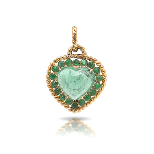 F. Moroni 18 Carat Gold Green Tourmaline And Emerald Pendant, 1970's