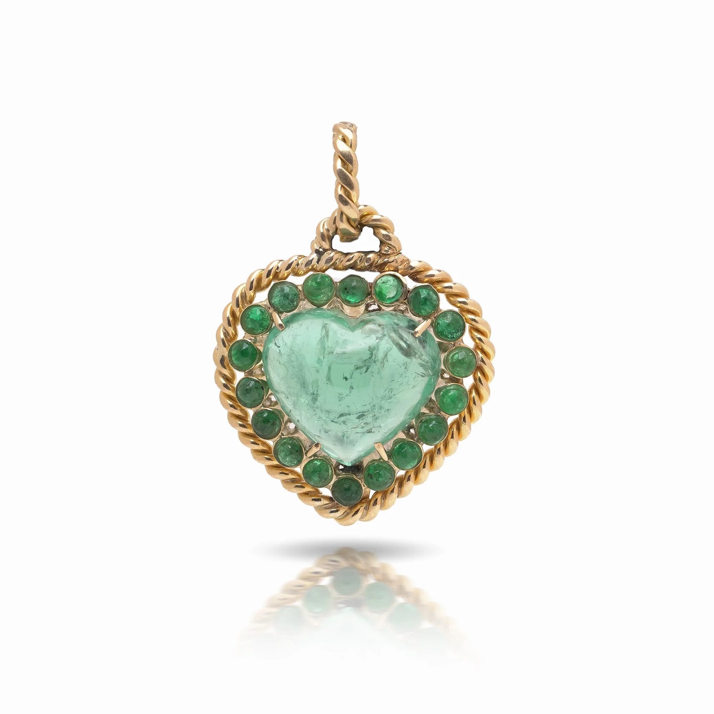 F. Moroni 18 Carat Gold Green Tourmaline And Emerald Pendant, 1970's