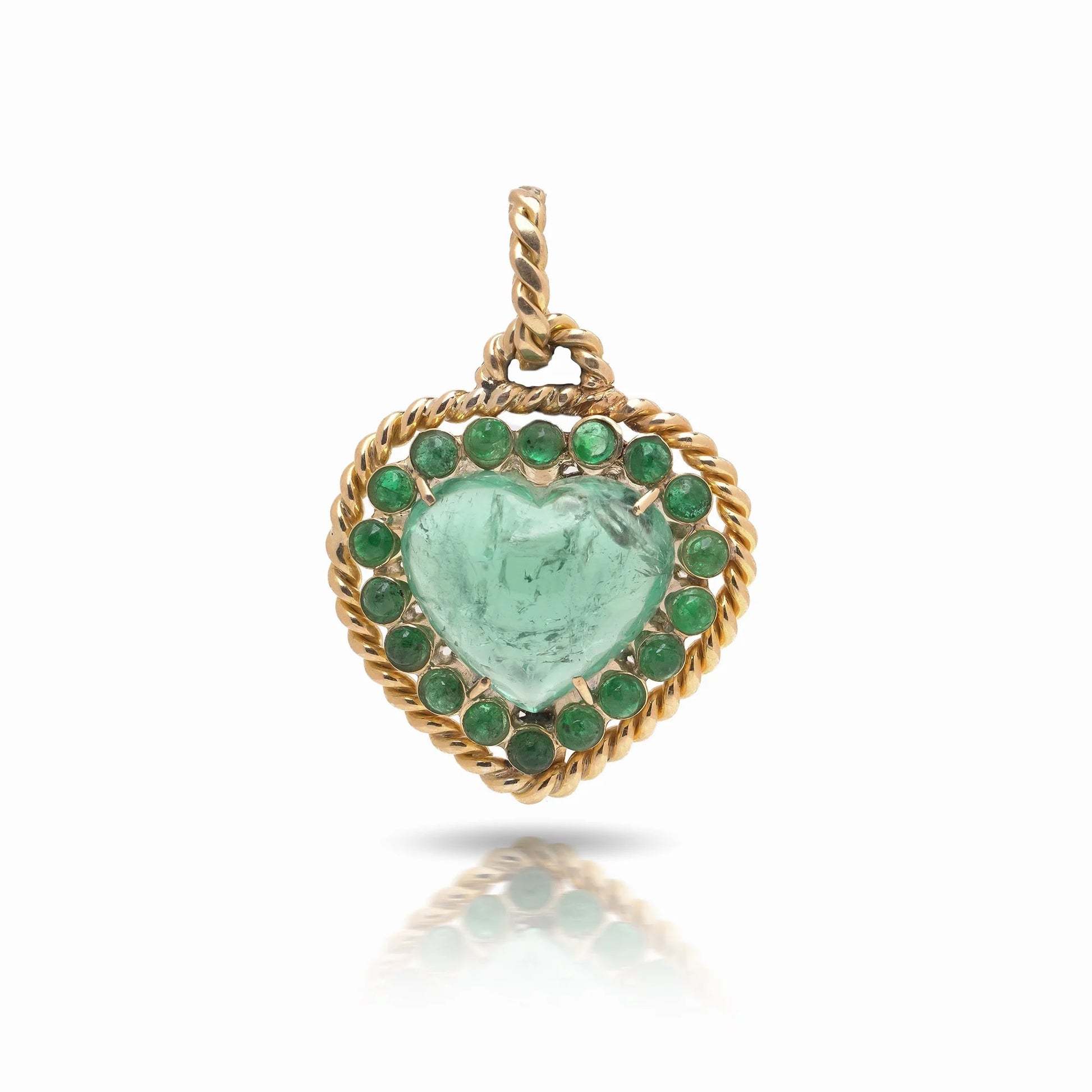 F. Moroni 18 Carat Gold Green Tourmaline And Emerald Pendant, 1970's