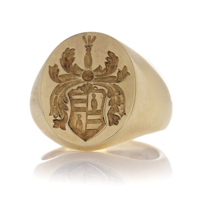 Vintage 18ct Yellow Gold Signet Ring with Coat of Arms