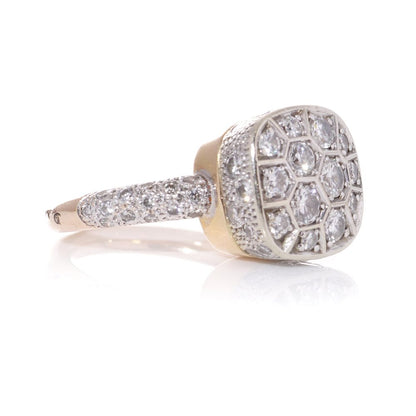 Pomellato diamond ring in white and rose gold.